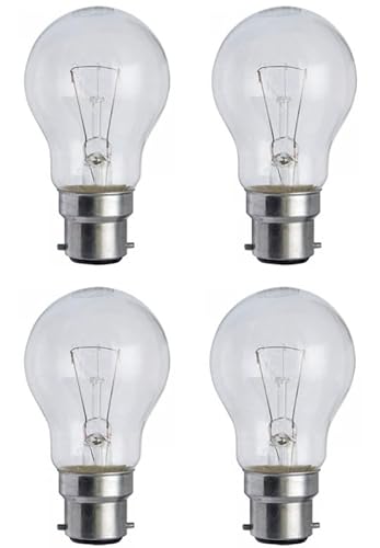 4 Pack 100W Classic Traditional Bulbs, B22, B22d Bayonet Cap, 100% Dimmable, 1200 Lumens, GLS A55, 2700K Warm White, AC 230V, for Ceiling Lamps, Floor Lamps, Wall Lights and Pendants