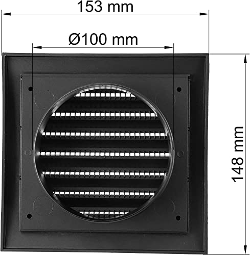 Vent Systems 4'' Inch Anthracite Air Vent Cover And Louvered Bathroom Exhaust Vent, Black Dryer Vent Cover Keeps Out Insects, Birds And Rodents #TOP6