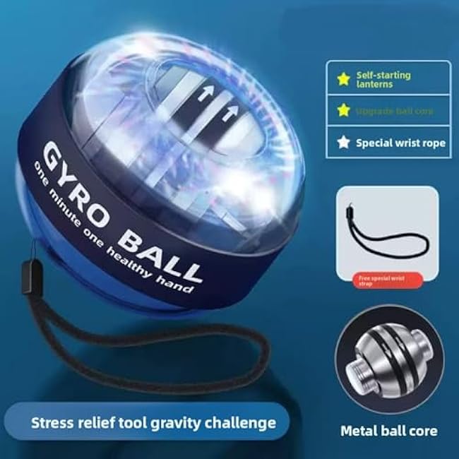 Curaball Gyro Ball Hand Exerciser with RPM Counter ¨C Wrist & Forearm Strengthener for Men & Women ¨C Adjustable Resistance Torqueball for Grip Training, Rehab & Stress Relief ¨C Portable Glitz Grip Design