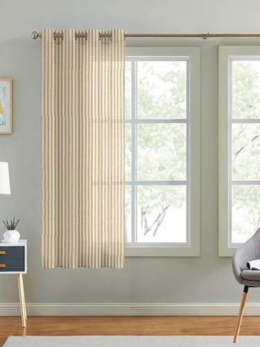 Image of Cortina Polyster Transparent Curtain Set |Window Installation | Bedroom Living Room Kids Room | 5 Feet Window Curtain Pack of 1 | Beige