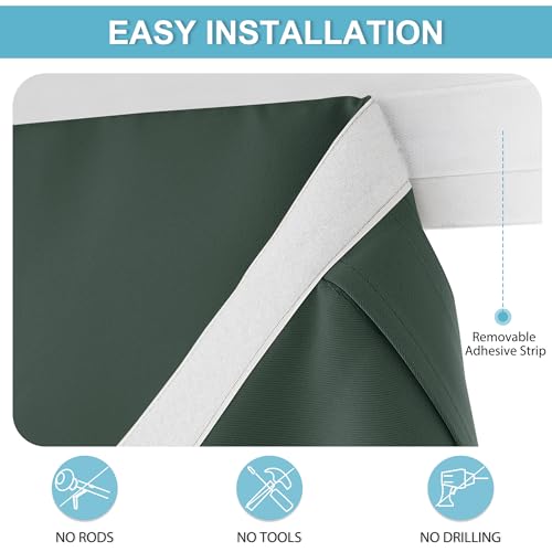 Image of RYB HOME Blackout Curtain for Door Window, Privacy Thermal Insulated Living Room /Dining /Front /Tricia French Door Glass Window Curtains, W26 x L72 inch, 1 Panel, Dark Green