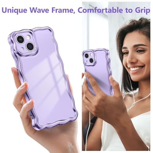 Coque iPhone 14 Plus violette vagues en silicone souple QLTYPRI - 6
