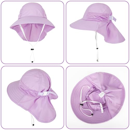 Image of Toddler Baby Sun Hat Kids Summer Beach Essentials Adjustable Beach Hats with Bucket Wide Brim for Boys Girls Age 0-14 Years