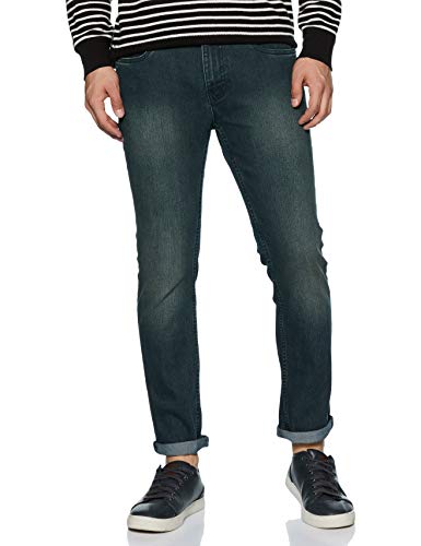 Image of Amazon Brand - Inkast Denim Co. Men's Relaxed Stretchable Jeans (IN-SS-154 Petrol Green 28)