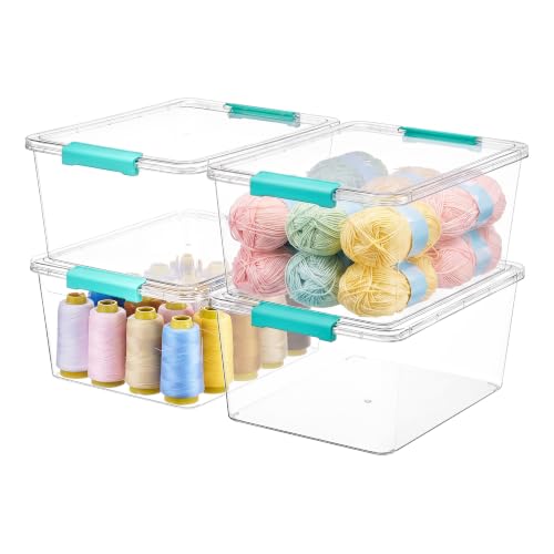 Vtopmart 4 Pack 12 Qt Clear Craft Storage Bins with Lids and Latches