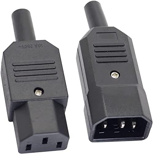 LRMYS 1-Pair C13C14 Power Connector, IEC320 AC 250V 10A 3-Pin Brass-plated Terminals Panel Mount Inline Adaptor C14 Male Plug & C13 Female Socket for PC Computer Electric Cooker Printer Charger