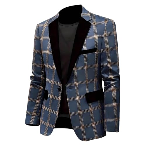 Men's Plaid Blazer Slim Fit Lightweight Lapel Dress Jackets Casual Fashion Checkered Coat for Daily Business Wedding2