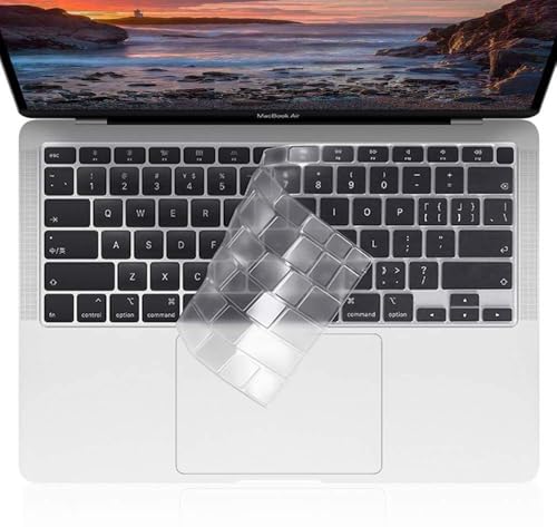 Image of Tukzer Ultra-Thin Waterproof & Dust-Proof Keyboard Protector Skin TPU for MacBook Air M1 13-inch 2020 Release | Compatible with Model A2179, A2337 with Retina Display & Touch ID (Clear)