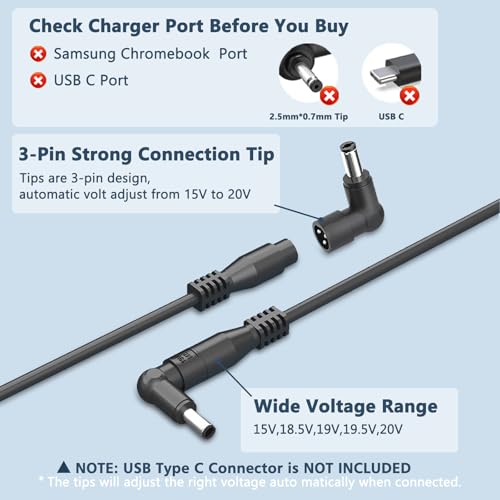 ELECBRAIN 90W Universal AC Adapter Laptop Charger Compatible with HP Dell Lenovo Acer Asus Toshiba IBM Sony Fujitsu Gateway Notebook Ultrabook Chromebook Power Supply Cord with 16 Connectors