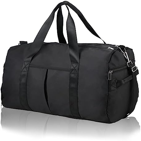 DAYGOS Gym Sports Duffle Bag for Men - Waterproof Travel Duffel Holdall Bag with Wet Pocket and Shoes Compartment, 40L Carry on Overnight Weekend for Women, Black