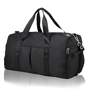 DAYGOS Gym Sports Duffle Bag for Men – Waterproof Travel Duffel Holdall Bag with Wet Pocket and Shoes Compartment, 40L Carry on Overnight Weekend for Women(Black)