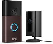 Ring Akku-Videotürklingel (Venezianische Bronze) + Ring Innenkamera Schwarz | WLAN-Videotürklingel-Sicherheitskamera, Selbstinstallation (in 5 Minuten) | mit eingebautem Akku