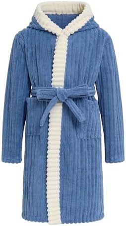 WYTbaby Bademantel Kinder Mädchen Unisex Flauschig Fleece Bademäntel mit Kapuze für Jungen und Mädchen 4-14 Jahre