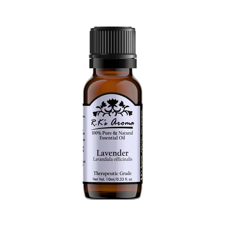 R.K's Aroma Lavender Essential Oil - Promotes relaxation and heals skin, 100% Pure, Undiluted, Therapeutic Grade.