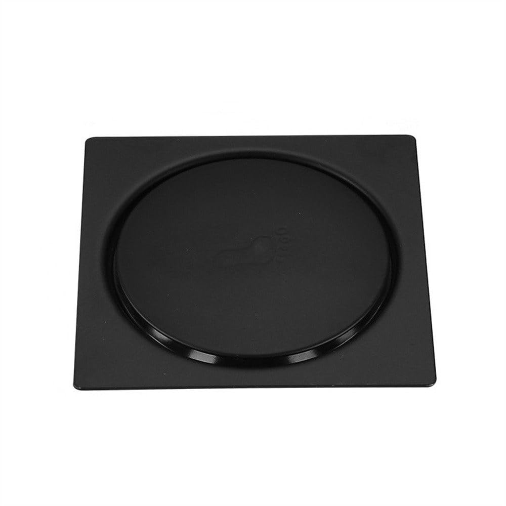 Siphon de Sol en Acier Inoxydable à Rebond, Siphon de Sol à Pousser, Siphon de Sol à Grand déplacement, désodorisant, pour Zone sèche, Cuisine, Salle de Bain, Noir, 10 x 10 cm
