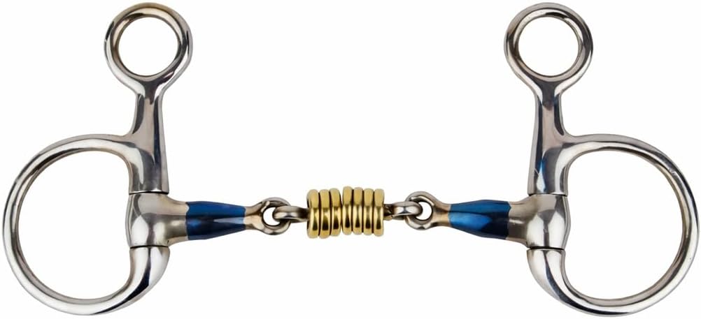 Stainless Steel 5.5" 3-Piece Dog Bone Snaffle Baucher Bit w/Copper Rings 35433C