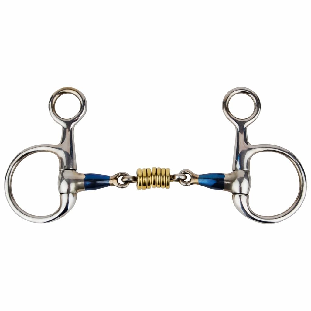 Stainless Steel 5.5" 3-Piece Dog Bone Snaffle Baucher Bit w/Copper Rings 35433C