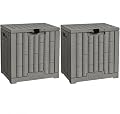 EAST OAK Outdoor Storage Box, 31 Gallon 2 Pack Deck Box Indoor and Outdoor Use, Waterproof Resin Storage Bin for Package Delivery, Patio Cushions, Gardening Tools, Lockable, UV Resistant, Grey