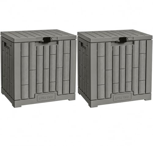 Image of EAST OAK Outdoor Storage Box, 31 Gallon 2 Pack Deck Box Indoor and Outdoor Use, Waterproof Resin Storage Bin for Package Delivery, Patio Cushions, Gardening Tools, Lockable, UV Resistant, Grey