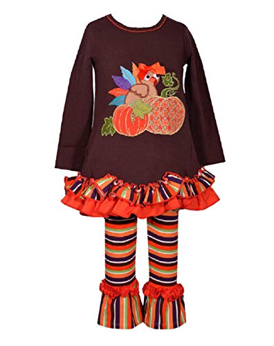 Bonnie Jean Holiday Party Girls Legging Sets Choose Style (3-6 Months, Brown)