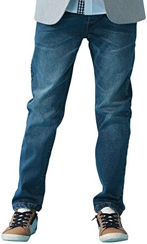 Leo&Lily Boys' Kids' Husky Rib Waist Stretch Denim Jeans Pants (7) Blue