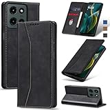 Jasonyu Flip Wallet Case for Moto G 5G (2025),Leather Magnetic Folio Cover with Card Holder,Kickstand - TPU Shockproof Durable Protective Phone Case,Black