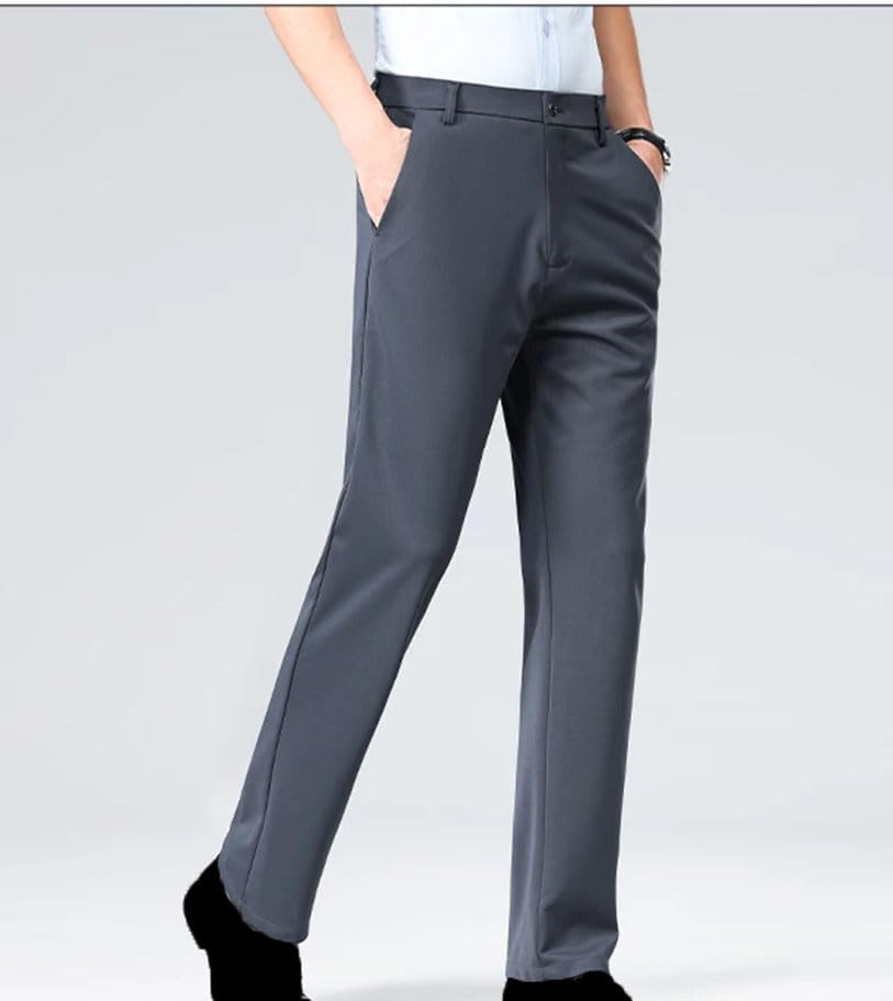 Men's Stretch Solid Suit Pants - Business Casual Office Straight Trousers Spring2