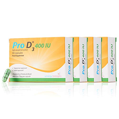 Pro D3 400 IU (Vitamin D) [120 Capsules] Vegetarian Society Approved - Gluten Free - Salt Free - Yeast Free - Gelatin Free - SOYA Free - Peanut Free - Alcohol Free - Halal - Kosher