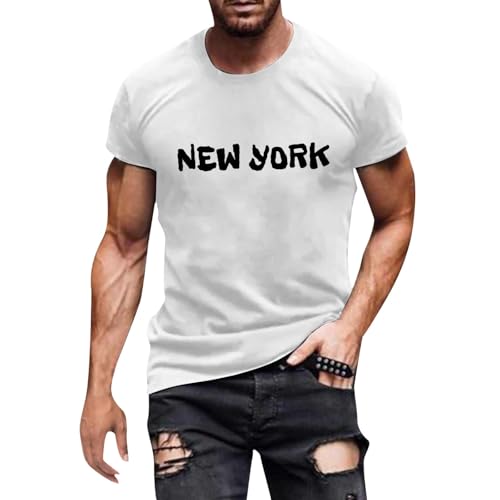 Camiseta de manga corta para hombre, camiseta de manga corta con letras divertidas, tallas grandes, camiseta de gimnasio, camiseta de manga corta, camiseta de tiempo libre, cuello redondo, ropa de