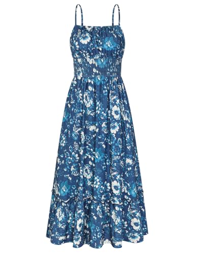 GRACE KARIN Summer Dresses for Women 2026 Vacation,Smocked Floral Maxi