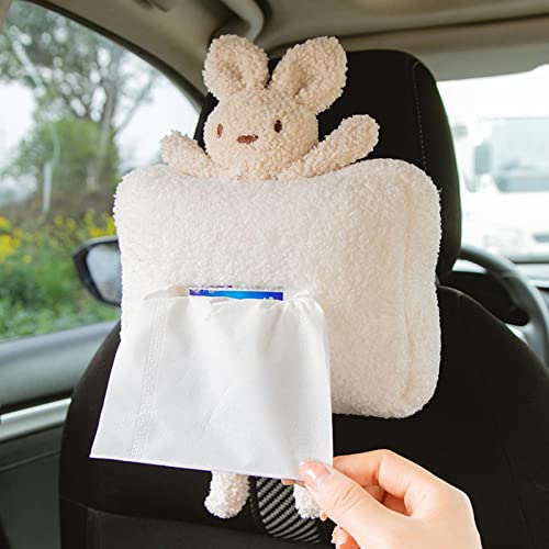 Suporte de tecido para carro | Dispensador de lenços de coelho de urso de pelúcia fofo fofo com five