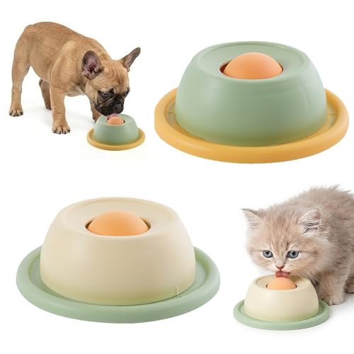 DRADERCH Lot de 2 juguetes para morder para perros, comedero para morder para perros, comedero para morder para perros con bola giratoria integrada, perros de alimentación lenta para comer lentamente