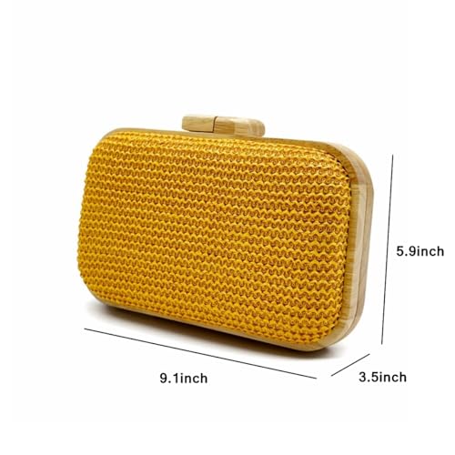 Image of Women Straw Clutch Purse Handwoven Summer Evening Bag Beach Straw Handbag Wedding Party Clutch Bag Wicker Purse
