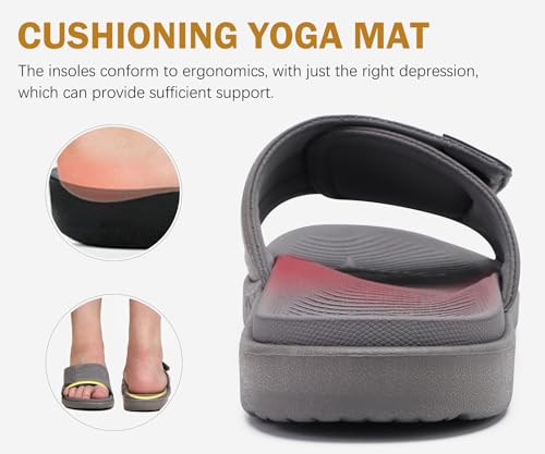 Image of ONCAI Mens Sandals Adjustable Straps Orthotic Plantar Fasciitis Open Toe Athletic Sport Slides with Soft Comfy Arch Support Footbed Size 7.5-15