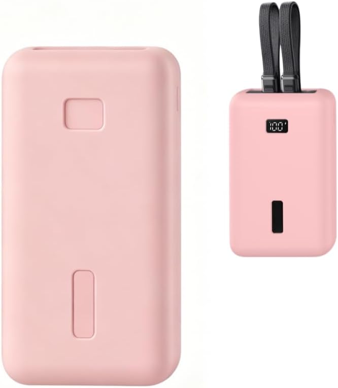 Silicone Case Compatible with Anker Zolo 20000mAh 45W Max Travel Power Bank Pro - Shockproof Cover with Hand Strap & LED Cutout (Pink)