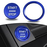 UGSHY 2 PCS Aluminum Engine Start Stop Push Button Cover Trim, Self-Adhesive Car One-Button Start Ring Metal Decoration, Car Engine Start Button Cover, Compatible with A4LA5A6LQ3Q5Q7A7A8 (Blue)