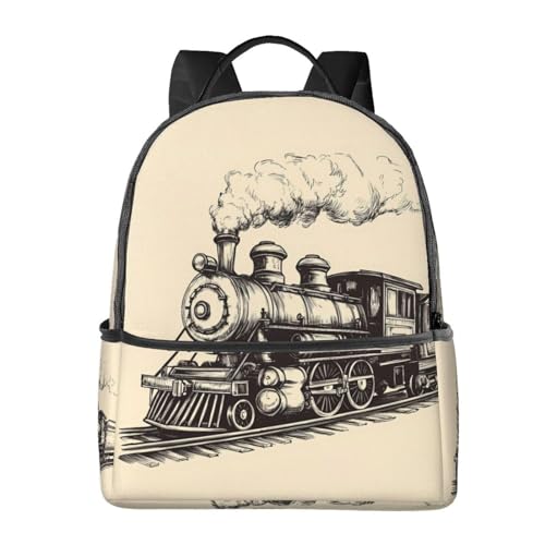 Mochila de tren de vapor para mujeres y hombres, mochila escolar vintage para adolescentes, mochila casual para la universidad, viajes y trabajo