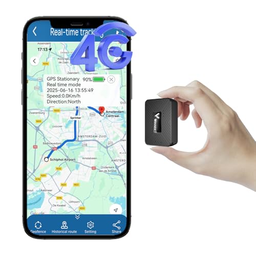 Winnes GPS 4G TK913 Mini GPS Tracker Real-time Tracking Device with APP for Adults Kids Elderly Strong Magnetic Hidden Car Tracker Bike Tracker with Car Alarms Long Battery Free SIM Card