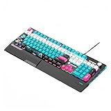 SHIHUA 初音ミク メカニカルキーボード Miku pbt染め 昇華OEM 全104キーボード スイッチ 英語キーキャップ キャラクター 周辺機器 記念品 誕生日 プレゼント (青軸,B)