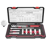 BILITOOLS 10 PCS Magnetic Spark Plug Socket Set with Click Torque Wrench & Spark Plug Gap Tool, 3/8 Inch Magnetic Sockets 9/16' 5/8' 3/4' 13/16' 14mm16mm18mm, Extension Bar, Cr-V Steel