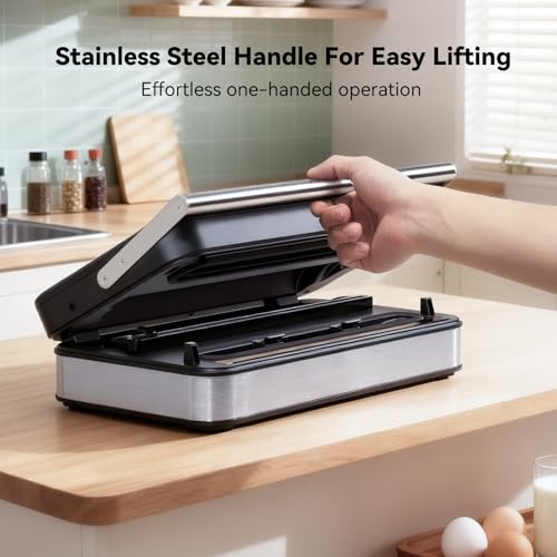 Image of 95Kpa Powerful Vacuum Sealer for Food, 10-in-1 Vacuum Sealer Machine with Easy Handle, Built-in Cutter and Roll Storage, Digital Countdown Display & Premium Stainless Steel for Long-Lasting Freshness