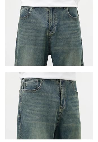 Men Straight Vintage Jeans Soft Casual Zipper Trousers with Pockets Denim Pants3