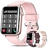 2022 Smartwatch Damen mit Telefonfunktion, SWGOTA 1,7 Zoll HD Touchscreen Armbanduhr Pulsuhr SpO2 Schlafmonitor IP68, Menstruationszyklus Fitnessuhr Schrittzähler Kalorien Android iOS Rosa (3 Bänder)