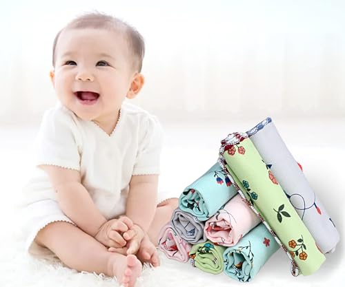 Image of MOM CARE Cotton Face Towels for Babies Extra Soft /Quick Dry /Strong Water Absorbent /Napkins Towel for Kids, Boys and Girls Pack of 4 Multi Color 25x25 cm