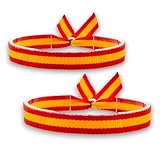 BDM - Pulsera de Tela Bandera de España con cierre Ajustable, colgador de coche. Ancho 10 mm. Elegir cantidad - 2 Unidades