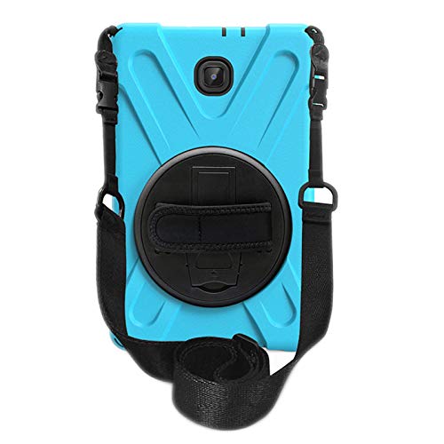 Hülle für Galaxy Tab A 2018,360 Grad Drehständer/Handschlaufe/Schultergurt Ultra Hybrid Stoßfest Full Body Schutzhülle für Samsung Galaxy Tab A