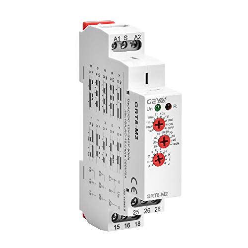 GAEYAELE 1PCS GRT8-M 16A Multifunction Time Relay with 10 Function Choices AC220V OR AC DC12V-240V Relay(GRT8-M2,AC DC12V~240V)