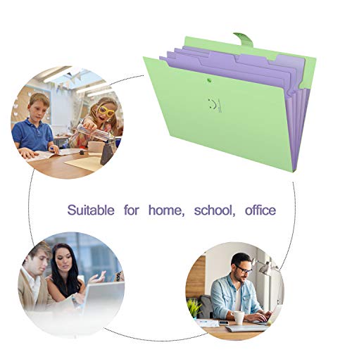 Skydue Letter A4 Paper Expanding File Folder Pockets Accordion Document Organizer (Green) #TOP6