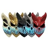 MOLANLAN Halloween Party Propspvc Death Core Mask Son Of Darkness Mouth Movable Death Core Band Mask(Red-lighting)