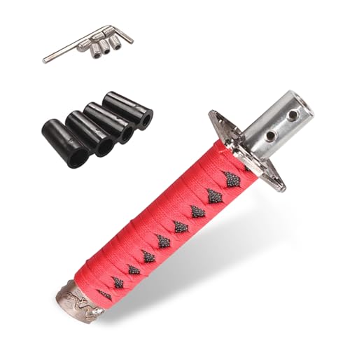 Samurai Sword Shifter Knob, Personalized Gear Shift Knob with 4 Adapters, Universal for Most Manual Transmission Cars (Red)